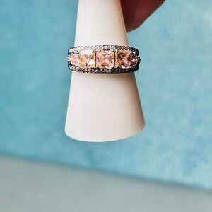 Bomb Party Morganite Ring Size 8 on Hematite NWOB